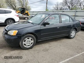 2001 Honda Civic LX with VIN 1HGES16591L068131, listed as a Copart auction lot 51827465 with 293,029 mi miles and Salvage Title. Bid and sale history available at carsss.com. Image 1.