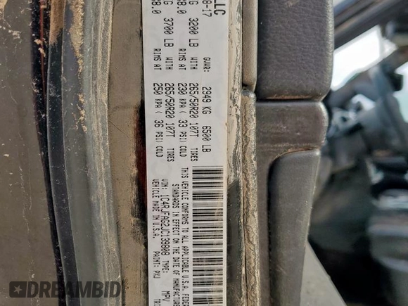2018 Jeep Grand Cherokee Altitude z VIN 1C4RJFAG2JC139808, wystawiony jako Copart lot #64776505 z przebiegiem Nie podano mil oraz Szkoda całkowita • Salvage title. Historia ofert i sprzedaży dostępna na DreamBid. Obrazek 13.