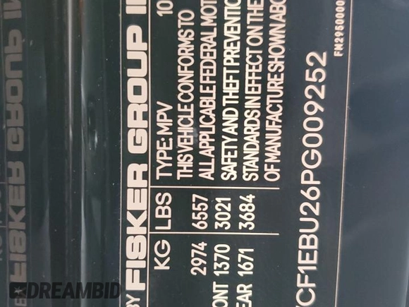 2023 Fisker Ocean Extreme z VIN VCF1EBU26PG009252, wystawiony jako Copart lot #45912515 z przebiegiem 12 234 mil mil oraz Szkody całkowita. Historia ofert i sprzedaży dostępna na DreamBid. Obrazek 13.