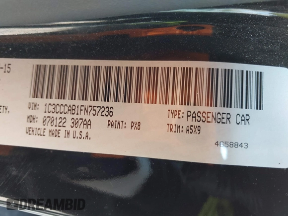 2015 Chrysler 200 Limited with VIN 1C3CCCAB1FN757236, listed as a IAAI auction lot 42041039 with 105,430 mi miles and . Bid and sale history available at DreamBid. Image 9.