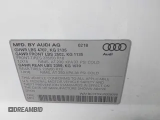 2018 Audi Q3 Premium z VIN WA1BCCFSXJR028356, wystawiony jako IAAI lot #41761544 z przebiegiem 82 877 mil mil oraz . Historia ofert i sprzedaży dostępna na DreamBid. Obrazek 9.