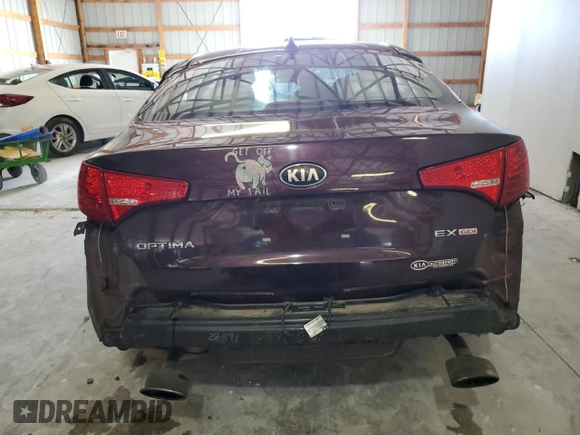 2013 Kia Optima EX with VIN 5XXGN4A76DG223814, listed as a Copart auction lot 59561475 with Not provided miles and Salvage title. Bid and sale history available at DreamBid. Image 6.