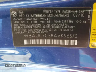 2010 BMW 1 Series 135i with VIN WBAUC7C58AVK96573, listed as a Copart auction lot 74571844 with Not Provided miles and Non Repairable. Bid and sale history available at carsss.com. Image 12.