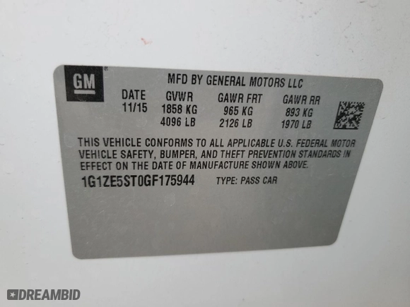 2016 Chevrolet Malibu LT with VIN 1G1ZE5ST0GF175944, listed as a Copart auction lot 44811245 with 151,094 mi miles and Salvage Title. Bid and sale history available at carsss.com. Image 12.