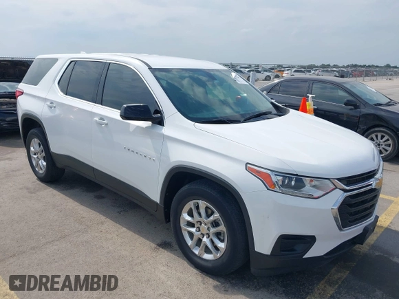 2020 Chevrolet Traverse LS z VIN 1GNERFKW4LJ314465, wystawiony jako IAAI lot #42030246 z przebiegiem 51 800 mil mil oraz . Historia ofert i sprzedaży dostępna na DreamBid. Obrazek 1.