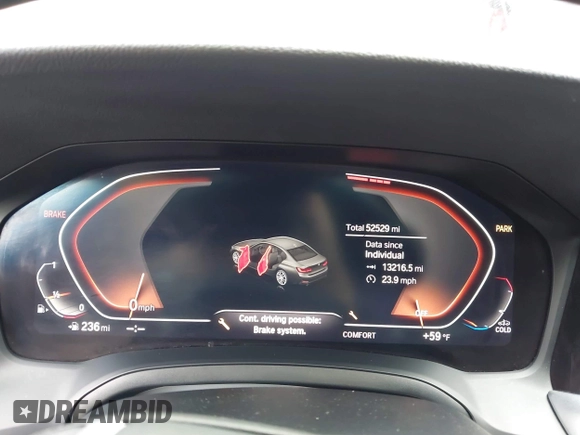 2019 BMW 3 Series 330i xDrive with VIN WBA5R7C50KFH28767, listed as a IAAI auction lot 42206528 with 52,529 mi miles and . Bid and sale history available at DreamBid. Image 7.