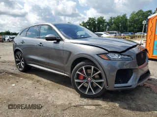 2019 Jaguar F-Pace SVR with VIN SADCZ2EE8KA606005, listed as a Copart auction lot 63608455 with 43,141 mi miles and Salvage title. Bid and sale history available at DreamBid. Image 4.