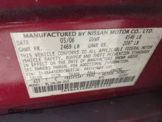 2006 Nissan Maxima 3.5 SL with VIN 1N4BA41E86C863116, listed as a IAAI auction lot 41803478 with 1 mi miles. Bid and sale history available at carsss.com. Image 9.