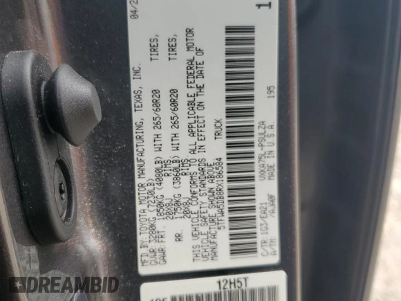 2024 Toyota Tundra Limited z VIN 5TFWA5DB8RX186584, wystawiony jako Copart lot #56949425 z przebiegiem 8 070 mil mil oraz Szkoda całkowita • Salvage title. Historia ofert i sprzedaży dostępna na DreamBid. Obrazek 12.