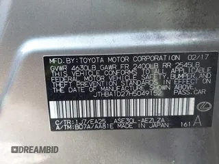 2017 Lexus IS with VIN JTHBA1D27H5049152, listed as a IAAI auction lot 41859592 with 118,567 mi miles. Bid and sale history available at carsss.com. Image 9.