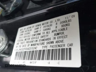 2010 Acura TSX with VIN JH4CU2F6XAC015242, listed as a IAAI auction lot 41735075 with 55,417 mi miles. Bid and sale history available at carsss.com. Image 9.