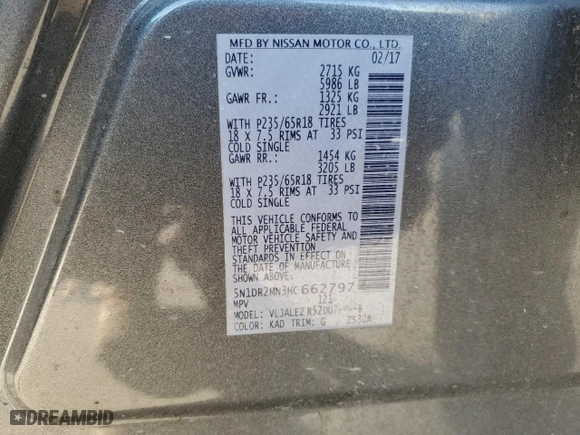 2017 Nissan Pathfinder SL with VIN 5N1DR2MN3HC662797, listed as a Copart auction lot 88377265 with 162,036 mi miles and Clean Title. Bid and sale history available at carsss.com. Image 13.