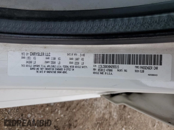 2008 Chrysler Sebring Limited z VIN 1C3LC66KX8N295515, wystawiony jako Copart lot #57480675 z przebiegiem 149 569 mil mil oraz Szkoda całkowita • Salvage title. Historia ofert i sprzedaży dostępna na DreamBid. Obrazek 13.