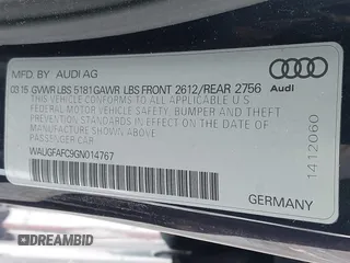 2016 Audi A6 Premium Plus with VIN WAUGFAFC9GN014767, listed as a IAAI auction lot 41508275 with 113,167 mi miles and . Bid and sale history available at DreamBid. Image 9.