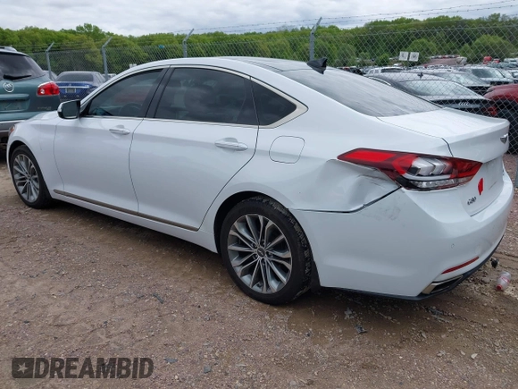 2017 Genesis G80 3.8L z VIN KMHGN4JEXHU166690, wystawiony jako IAAI lot #42322211 z przebiegiem 111 599 mil mil oraz . Historia ofert i sprzedaży dostępna na DreamBid. Obrazek 3.