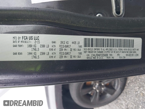 2015 Jeep Patriot Altitude Edition with VIN 1C4NJPBA6FD250698, listed as a IAAI auction lot 41204295 with 224,413 mi miles. Bid and sale history available at carsss.com. Image 9.