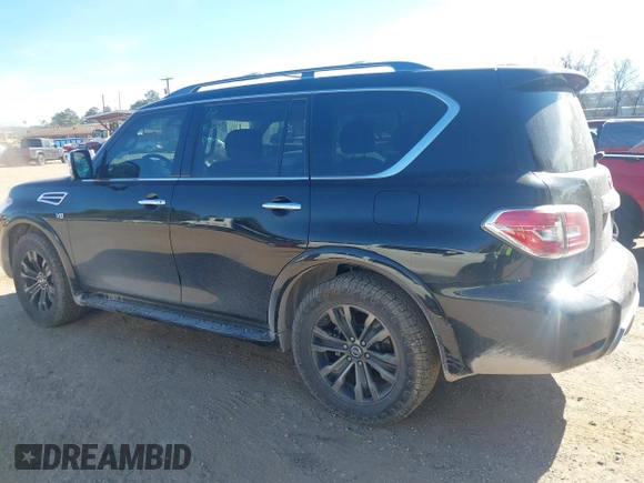 2019 Nissan Armada Platinum with VIN JN8AY2NF1K9350665, listed as a IAAI auction lot 41371514 with 111,133 mi miles. Bid and sale history available at carsss.com. Image 3.