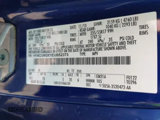 2014 Ford Escape SE with VIN 1FMCU9GX1EUB52373, listed as a IAAI auction lot 42163933 with 128,634 mi miles. Bid and sale history available at carsss.com. Image 9.