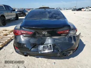 2021 Infiniti Q60 Red Sport 400 with VIN JN1FV7LK3MM530045, listed as a Copart auction lot 46617935 with 45,888 mi miles and Salvage title. Bid and sale history available at DreamBid. Image 6.