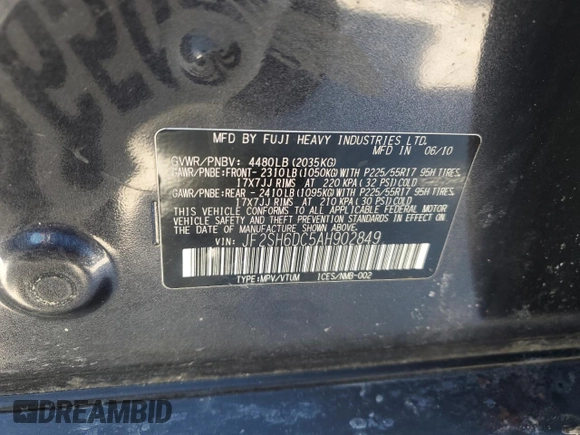 2010 Subaru Forester X Limited with VIN JF2SH6DC5AH902849, listed as a Copart auction lot 46598025 with 188,890 mi miles and Salvage Title. Bid and sale history available at DreamBid. Image 13.