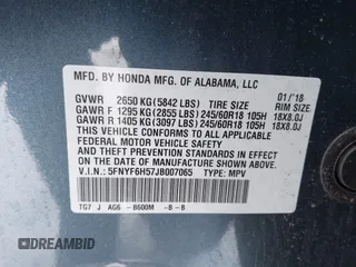 2018 Honda Pilot EX-L with VIN 5FNYF6H57JB007065, listed as a IAAI auction lot 41418432 with 123,806 mi miles. Bid and sale history available at carsss.com. Image 9.