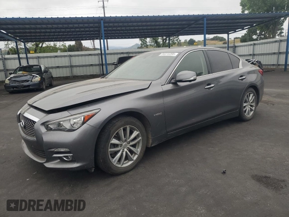 2014 Infiniti Q50 Hybrid Premium with VIN JN1AV7APXEM692295, listed as a Copart auction lot 54415395 with Not provided miles and Salvage title. Bid and sale history available at DreamBid. Image 1.
