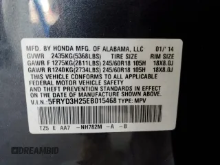 2014 Acura MDX with VIN 5FRYD3H25EB015468, listed as a Copart auction lot 53135115 with 136,477 mi miles and Salvage Title. Bid and sale history available at DreamBid. Image 14.