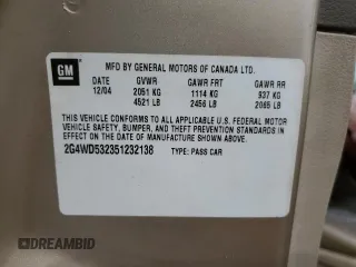 2005 Buick LaCrosse CXL z VIN 2G4WD532351232138, wystawiony jako Copart lot #53446425 z przebiegiem 146 054 mil mil oraz Szkody całkowita. Historia ofert i sprzedaży dostępna na DreamBid. Obrazek 12.