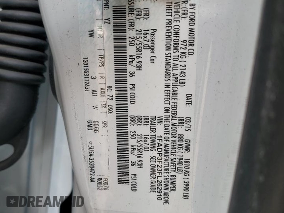 2015 Ford Focus SE with VIN 1FADP3F23FL262910, listed as a Copart auction lot 49484165 with 172,327 mi miles and Salvage Title. Bid and sale history available at carsss.com. Image 14.