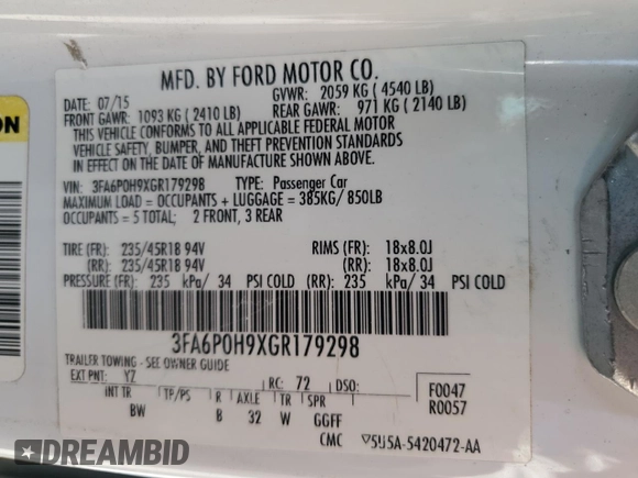 2016 Ford Fusion SE with VIN 3FA6P0H9XGR179298, listed as a Copart auction lot 50993345 with 164,299 mi miles and Salvage Title. Bid and sale history available at carsss.com. Image 12.