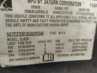 2005 Saturn VUE with VIN 5GZCZ33D35S825348, listed as a IAAI auction lot 42074908 with 141,340 mi miles. Bid and sale history available at carsss.com. Image 9.