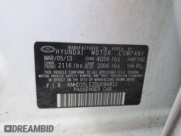 2013 Hyundai Elantra GT with VIN KMHD35LE2DU094812, listed as a Copart auction lot 46815205 with 65,836 mi miles and Clean Title. Bid and sale history available at carsss.com. Image 13.