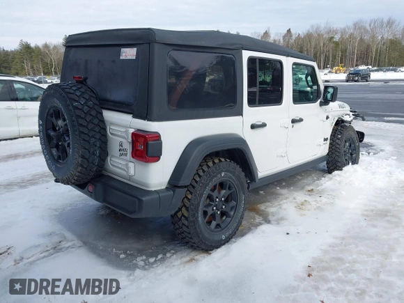 2022 Jeep Wrangler Unlimited Sport with VIN 1C4HJXDG2NW193577, listed as a IAAI auction lot 41634111 with 41,330 mi miles and . Bid and sale history available at DreamBid. Image 4.