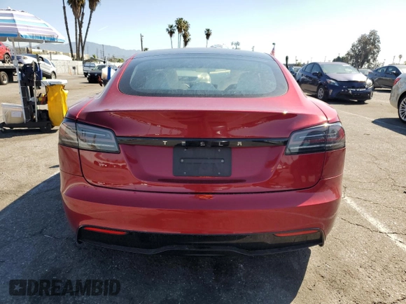 2023 Tesla Model S with VIN 5YJSA1E53PF525324, listed as a Copart auction lot 48079685 with Not provided miles and Salvage title. Bid and sale history available at DreamBid. Image 6.