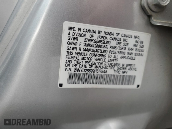 2009 Acura MDX Tech Pkg with VIN 2HNYD28699H517845, listed as a Copart auction lot 82189204 with 193,157 mi miles and Clean Title. Bid and sale history available at carsss.com. Image 13.