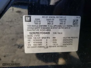 2015 Chevrolet Silverado 1500 Work Truck with VIN 1GCRCPEC7FZ434026, listed as a Copart auction lot 45125935 with 179,858 mi miles and Salvage Title. Bid and sale history available at carsss.com. Image 12.