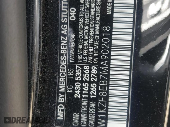 2021 Mercedes-Benz E-Class E 350 with VIN W1KZF8EB7MA902018, listed as a Copart auction lot 50579785 with 44,552 mi miles and Salvage Title. Bid and sale history available at carsss.com. Image 12.
