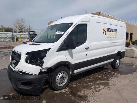 2023 Ford Transit with VIN 1FTBF8C88PKC07161, listed as a Copart auction lot 51319765 with 10,384 mi miles and Salvage Title. Bid and sale history available at DreamBid. Image 1.