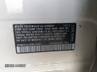 2013 Volkswagen Golf z VIN WVWDA7AJ2DW120061, wystawiony jako Copart lot #77857884 z przebiegiem 165 552 mil mil oraz Szkoda całkowita • Salvage title. Historia ofert i sprzedaży dostępna na DreamBid. Obrazek 12.