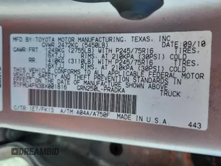 2011 Toyota Tacoma with VIN 5TFMU4FN3BX001816, listed as a Copart auction lot 65747745 with 285,268 mi miles and Salvage title. Bid and sale history available at DreamBid. Image 12.