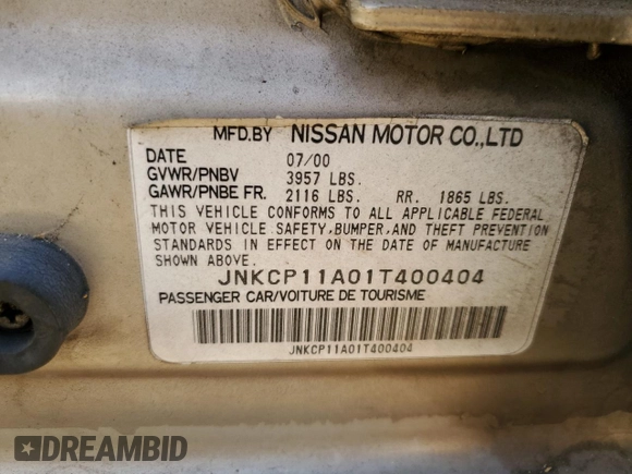 2001 Infiniti G20 Luxury z VIN JNKCP11A01T400404, wystawiony jako Copart lot #69899274 z przebiegiem 243 332 mil mil oraz Szkoda całkowita • Salvage title. Historia ofert i sprzedaży dostępna na DreamBid. Obrazek 12.