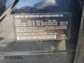 2012 BMW X5 35d z VIN 5UXZW0C59CL670242, wystawiony jako Copart lot #57638165 z przebiegiem 174 430 mil mil oraz Szkoda całkowita • Salvage title. Historia ofert i sprzedaży dostępna na DreamBid. Obrazek 13.