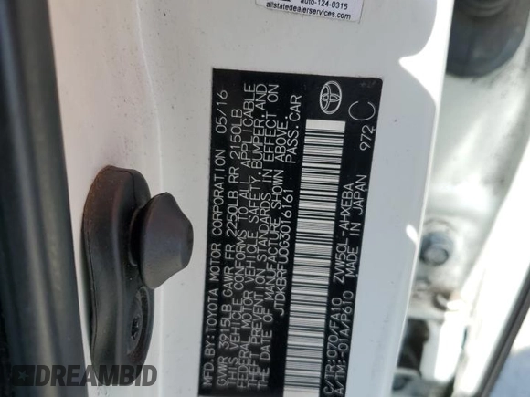 2016 Toyota Prius Two z VIN JTDKBRFU0G3016161, wystawiony jako Copart lot #59258175 z przebiegiem 149 447 mil mil oraz Szkoda całkowita • Salvage title. Historia ofert i sprzedaży dostępna na DreamBid. Obrazek 13.