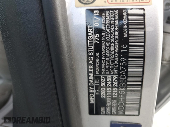2013 Mercedes-Benz E 350 Luxury с VIN WDDHF5KB5DA759116, выставлен на аукционе Copart как лот 66346315 с пробегом 177 808 миль миль и Чистый • Clean title. История ставок и продаж доступна на DreamBid. Изображение 12.