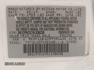 2019 Nissan Kicks SR with VIN 3N1CP5CU7KL538238, listed as a IAAI auction lot 41688621 with 40,142 mi miles. Bid and sale history available at carsss.com. Image 9.