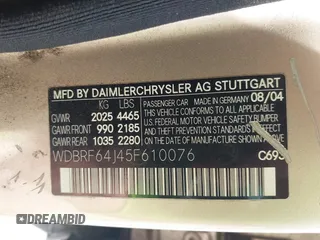 2005 Mercedes-Benz C 320 with VIN WDBRF64J45F610076, listed as a IAAI auction lot 42422374 with 136,991 mi miles and . Bid and sale history available at DreamBid. Image 9.