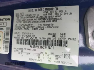 2016 Ford Mustang GT with VIN 1FA6P8CFXG5241801, listed as a IAAI auction lot 42345119 with 105,927 mi miles and . Bid and sale history available at DreamBid. Image 9.
