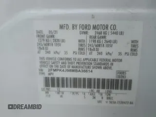 2021 Ford Edge SEL with VIN 2FMPK4J98MBA36614, listed as a Copart auction lot 44754445 with 0 mi miles and Salvage Title. Bid and sale history available at carsss.com. Image 13.