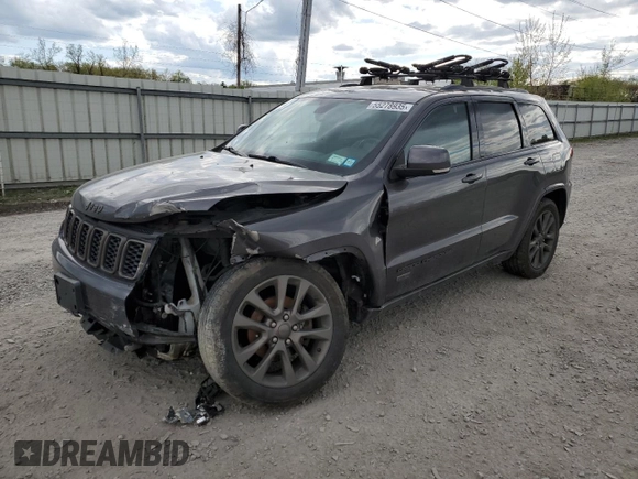 2016 Jeep Grand Cherokee Limited 75th Anniversary with VIN 1C4RJFBG4GC489464, listed as a Copart auction lot 55278935 with 176,572 mi miles and Salvage Title. Bid and sale history available at DreamBid. Image 1.