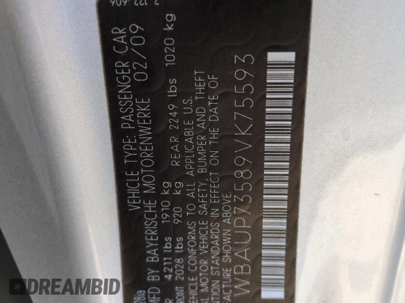 2009 BMW 1 Series 128i z VIN WBAUP73589VK75593, wystawiony jako Copart lot #54456155 z przebiegiem 127 576 mil mil oraz Szkoda całkowita • Salvage title. Historia ofert i sprzedaży dostępna na DreamBid. Obrazek 12.